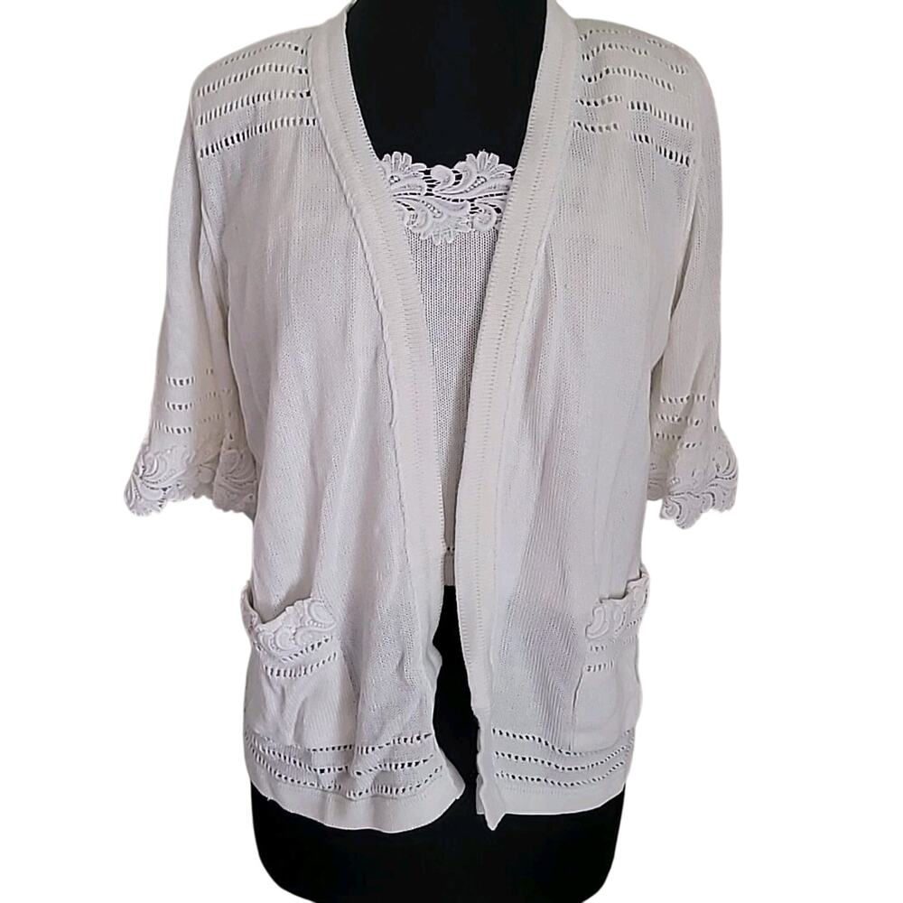 VTG Crochet Cardigan & Crop Set M Cottagecore Romantic